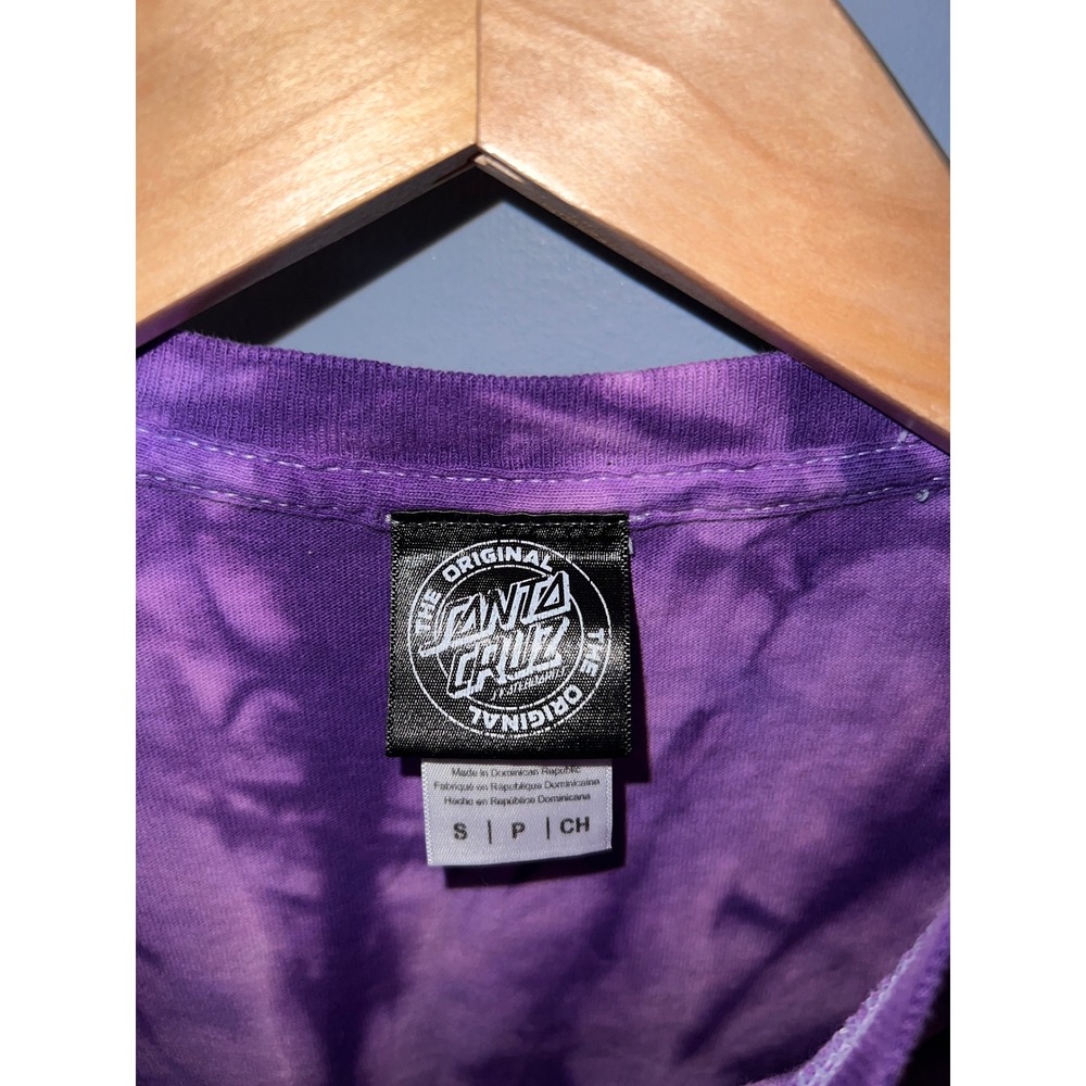 Santa Cruz Purple Tie Dye Screaming Hand Flower Skateboard T-Shirt Small - Picture 5 of 5